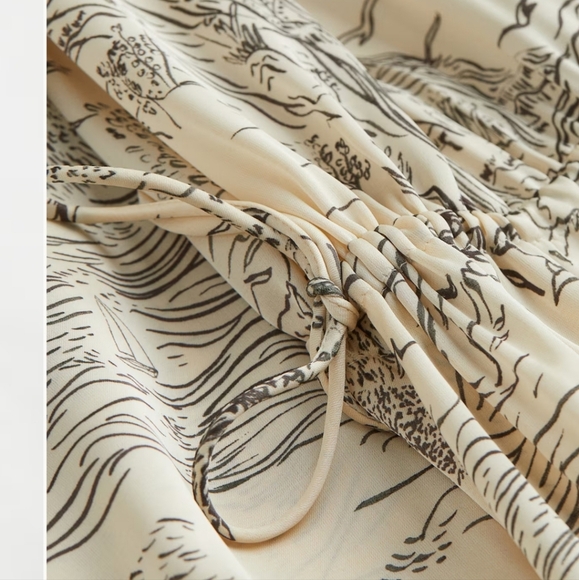 🇺🇸 H&M NWTs Evening Party Dress Maxi V-neck Tie Waist Side Slit Shiny LS - Picture 7 of 12